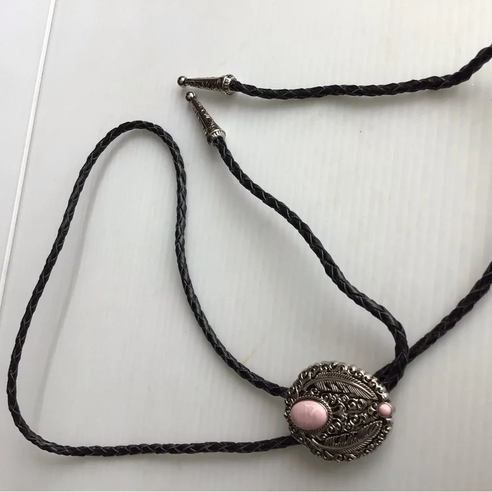NEW!   Boho Western Pink and Silver Women's Jewelry Bolo